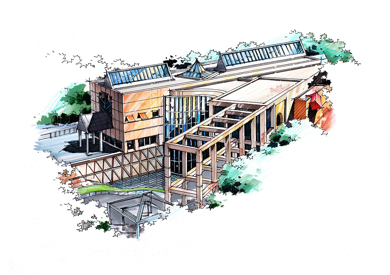 大師作品手繪——名古屋城市藝術(shù)博物館的建筑空間設(shè)計